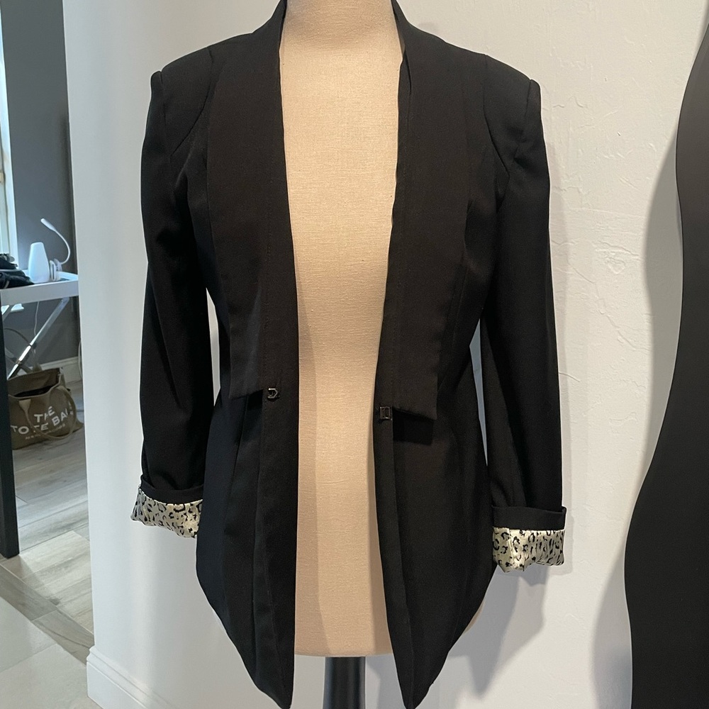 Black Blazer with Patterned Cuffs